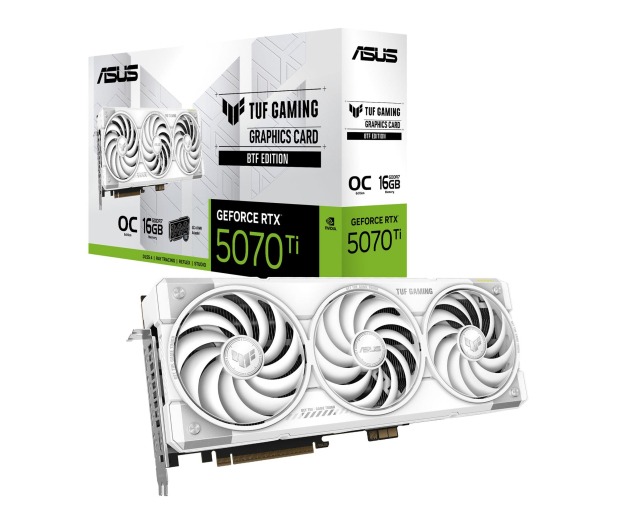ASUS GeForce RTX 5070 Ti TUF Gaming OC White BTF 16GB GDDR7 DLSS4 - 1351447 - zdjęcie
